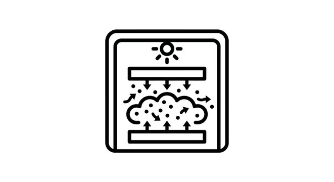 Physical vapor deposition PVD icon in minimal flat outline vector style isolated on white