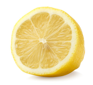 Half a fresh lemon on a white background. Isolated.