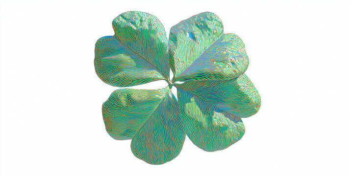 A green clover with four leaves, representing good luck. The image is isolated against a white background