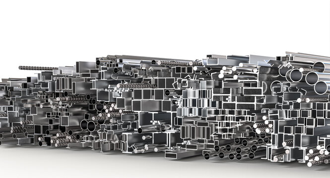 Stainless steel and aluminum metal profiles 3d