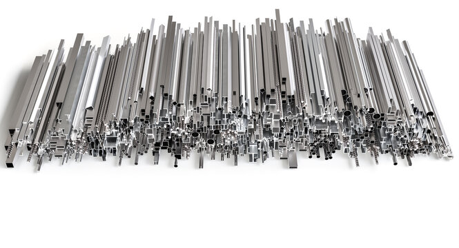 Metal profiles 3d  industrial materials