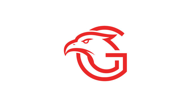 Red eagle head and letter G monogram logo.
