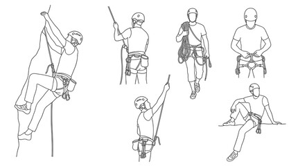 Obraz premium Set of black dotted line silhouettes of people in various poses, abstract human figures for architectural scales or digital composition