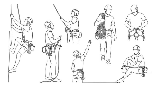Set of human silhouette outlines depicting various poses and movements, simple black line drawings for architectural projects and interior planning