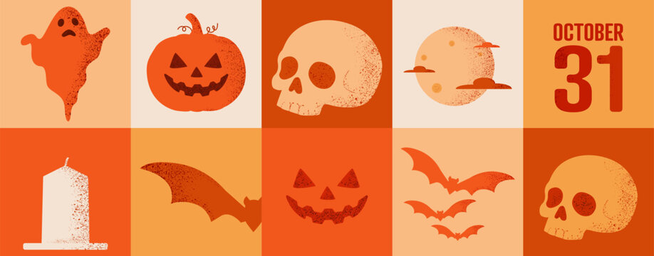 Halloween banner. Modern set.