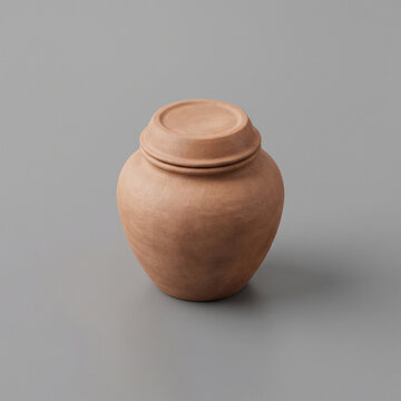 simple ceramic onggi jar on plain background