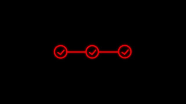 Checklist progress animation. Sequential checkmark icons connected. process completion concept. Infographic step by step process sign animation in 4k