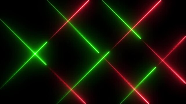 vibrant abstract background featuring dynamic neon line patterns in shades of  . Neon laser lines animation with black background