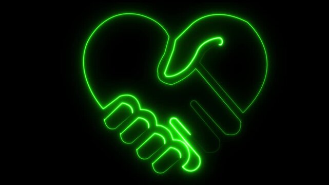 glowing neon Pinky swear icon isolated on black background. friendship and loyalty icon featuring promise gesture symbols and friendship commitment concepts. 4k video