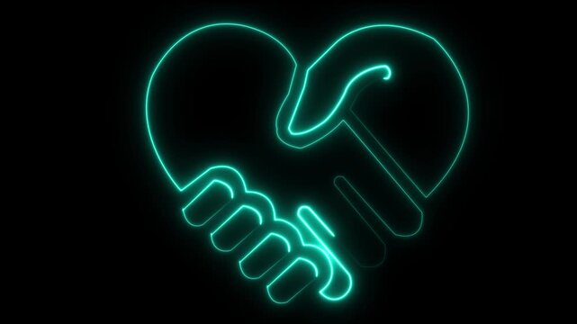 glowing neon Pinky swear icon isolated on black background. friendship and loyalty icon featuring promise gesture symbols and friendship commitment concepts. 4k video