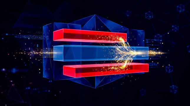 Red attacker bars sandwich blue victim block gold value extracted dark, MEV DeFi attack concept