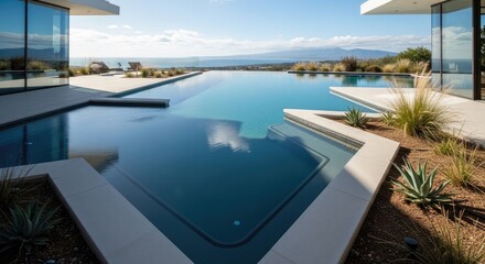 Fototapeta premium Luxury Villa with Infinity Pool and Mountain View.