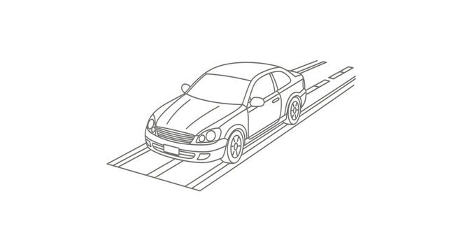 Car driving on a two lane road surface