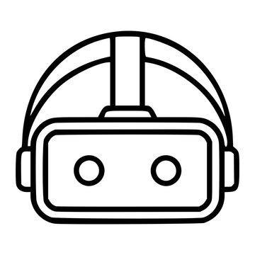 High quality hand-drawn minimalist vector icon illustration of a virtual reality headset featuring precise clean line art outlines and fully scalable design elements ideal for technology themed