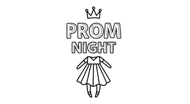Prom night celebration graphic with crown and formal dress