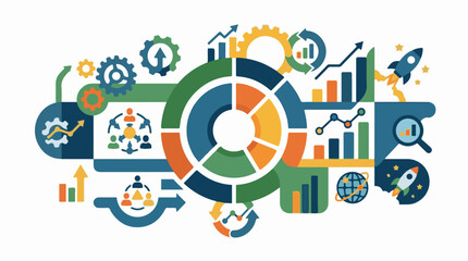 Obraz premium Abstract graphic of business growth data analysis and teamwork
