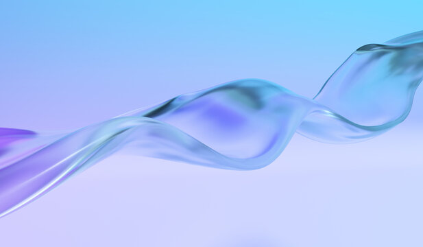 Abstract 3d rendering features a translucent glass wave with gradient
