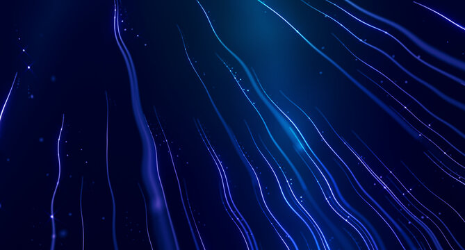 Abstract blue lines represent neural data intelligence and learning