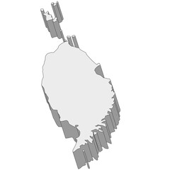 3D map dimension - continent North America country Grenada © badrpost