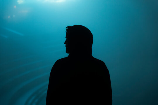 Mysterious silhouette looking through fog in Sapa Vietnam