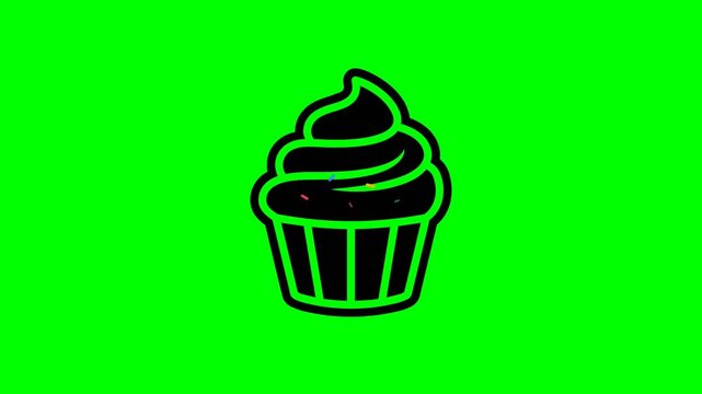 cupcake dessert sweet muffin bakery pastry cake delicious animation icon green screen motion footage chroma key flat graphic illustration isolated