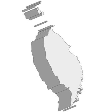 3D map dimension - continent North America country Grenada