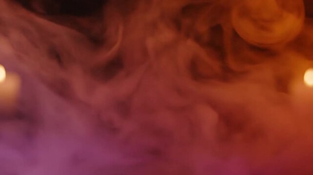 Scary Halloween Abstract Smoke Effect with Colorful Swirling Vapor on Black Background