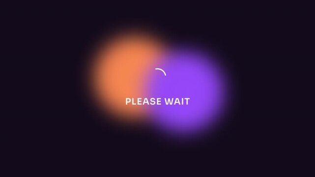 Premium Please Wait Loading Screen with Soft Gradient Glow and Spinner on Dark Aesthetic Background. 4K