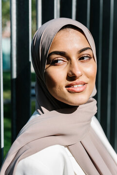 Woman wearing hijab looking away