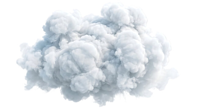 Realistic fluffy white cloud isolated on transparent background