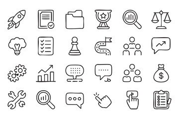 Fototapeta premium Startup Strategy Outline Icon Pack for Marketing and Corporate Projects
