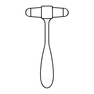 Minimalist Vector Icon of Medical Reflex Hammer, Clean Line Art Illustration for Healthcare Design, Scalable Outline Drawing of Diagnostic Tool, Hand-Drawn Style Medical Equipment Symbol