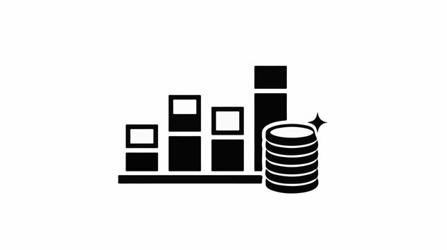Abstract bars and stack of coins icon representing financial growth