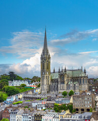 Obraz premium St Colman's Cathedral in the olf city center of the seaside town of Cobh, Cork Harbour, County Cork, Ireland