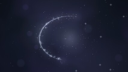 Sparkling Crescent Moon Shape with Stars © sakti