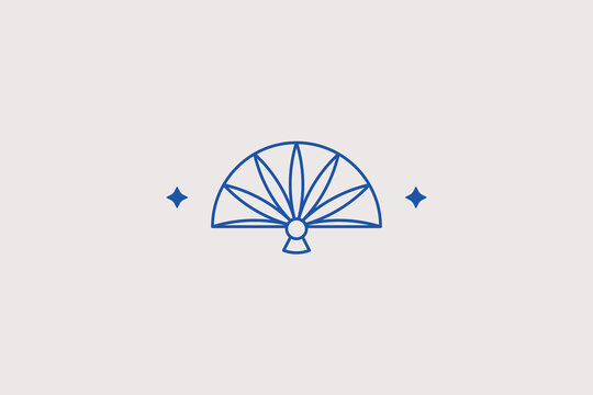 Folding fan with simple ribs line icon for fashion boutique. Vector illustration for theater shop, dance school, historic costume services.