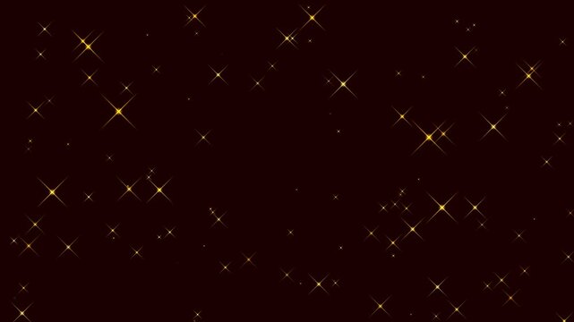 Seamless looping burgundy background with shining golden stars and twinkling glitter in luxury style for Christmas design, wedding, award ceremonies and advertising