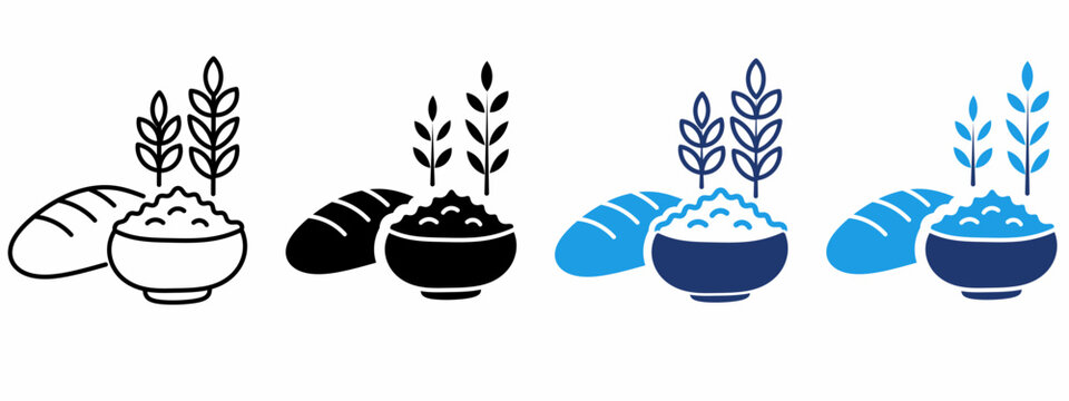 Wheat Grain and Bakery icon collections. Containing Bread, Rice Bowl, Oats, Agriculture and more icons.