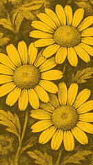 Obraz premium Vintage floral yellow mobile wallpaper
