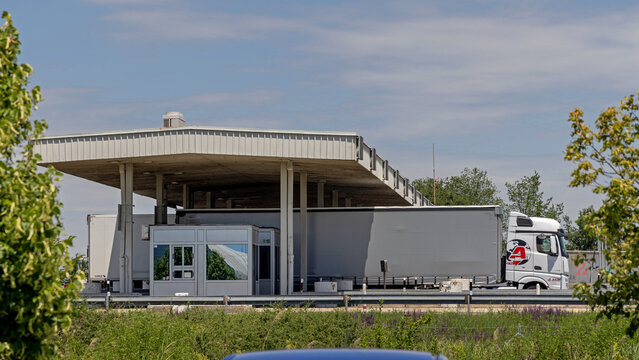 Truck Toll Booth Station at Main Highway in Serbia