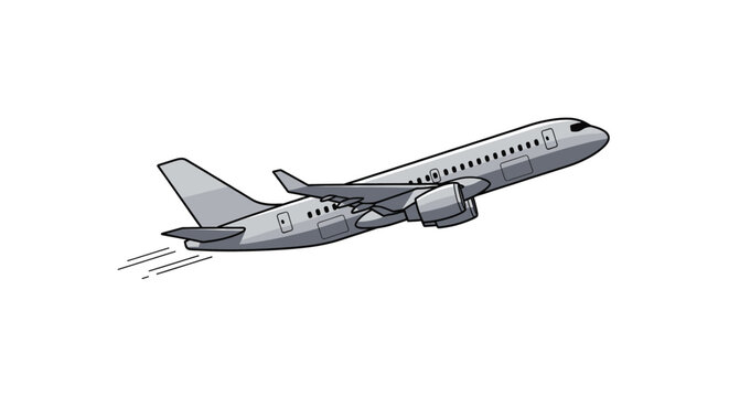 Airplane flying through clear sky.