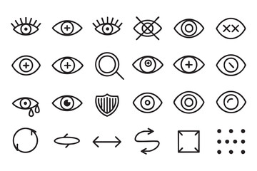 Fototapeta premium Ophthalmology Line Icons Featuring Eye Conditions and Vision Correction