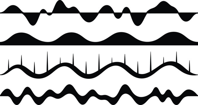 Black wavy lines and sound wave patterns