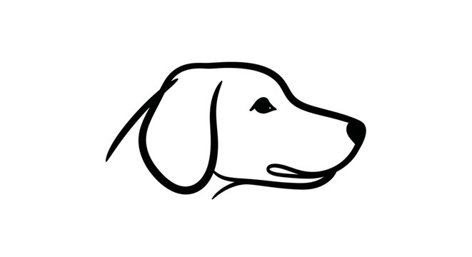 Simple black line art dog head profile icon.