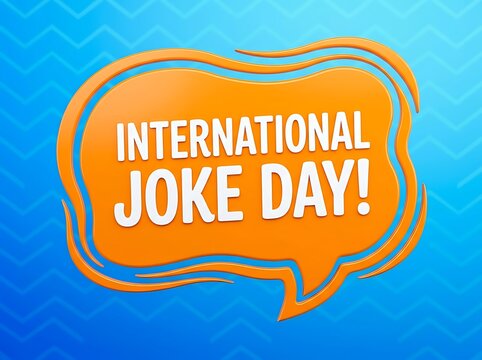 Bright and colorful speech bubble design celebrating international joke day with fun typography
