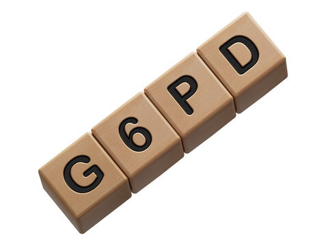 cubes with the word g6pd. Care concept.close up of wooden elements,Business Concept.Supports PNG files with transparent backgrounds.