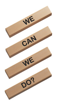 What can we do symbol. Wooden blocks with words What can we do.Business and What can we do concept. Wooden cube blocks. Copy space.Supports PNG files with transparent backgrounds.