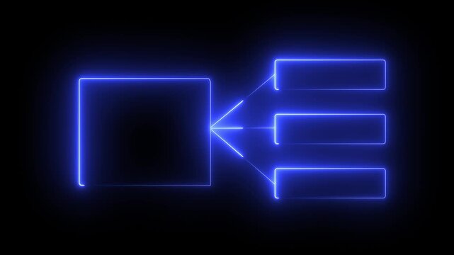 Glowing neon line Business hierarchy organogram chart infographics icon isolated. Neon flowchart, Corporate organizational structure graphic elements, network diagram, hi-tech illustration