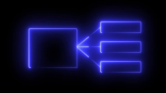Glowing neon line Business hierarchy organogram chart infographics icon isolated. Neon flowchart, Corporate organizational structure graphic elements, network diagram, hi-tech illustration