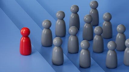 Obraz premium Chess pawn piece outstanding. Leadership concept. Unique individuality and standing out of crowd.Supports PNG files with transparent backgrounds.